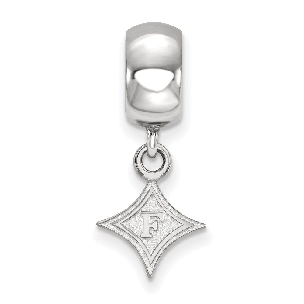 Sterling Silver Rhodium-plated LogoArt Furman University Extra Small Dangle Bead Charm