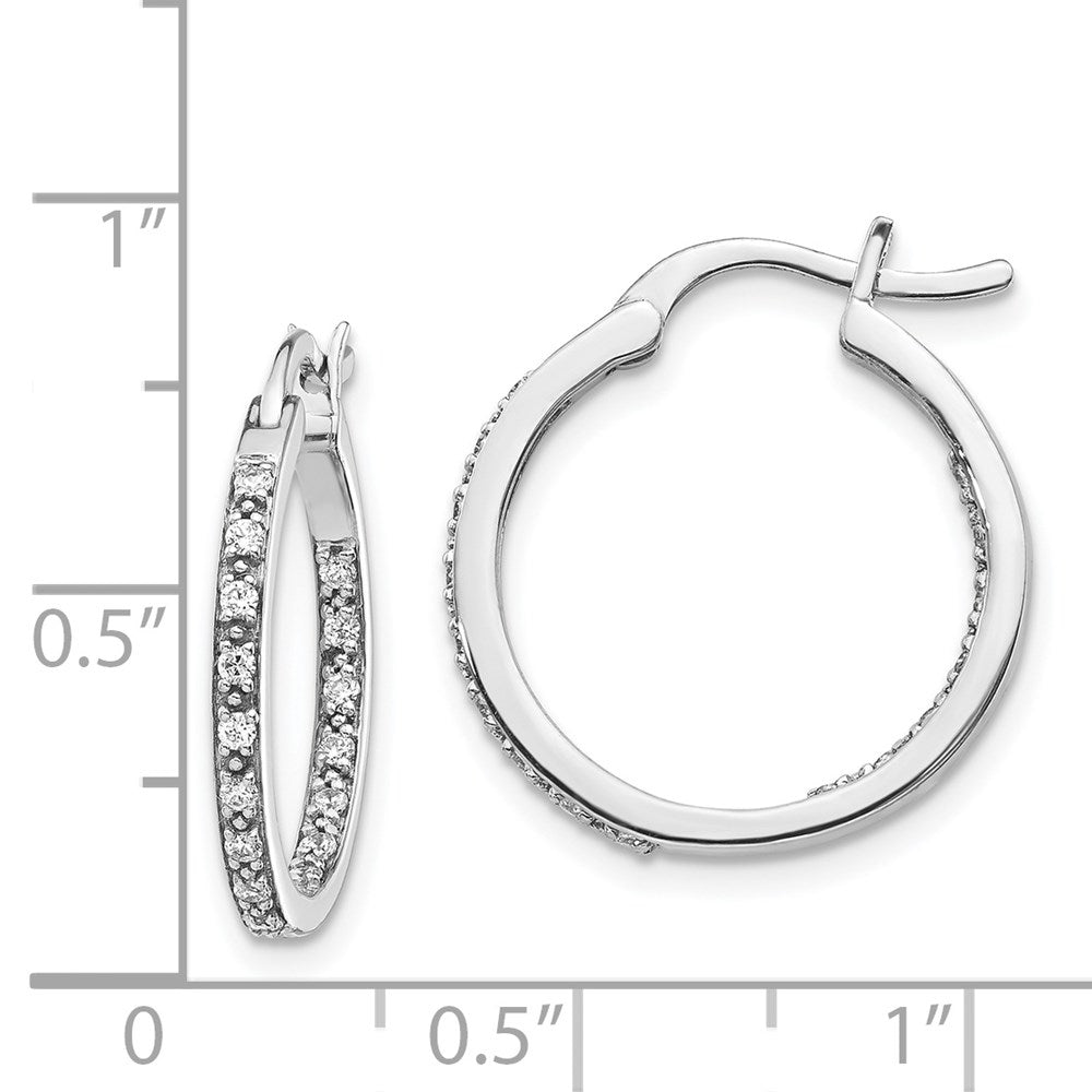 14k White Gold Diamond In/Out Hoop Earrings