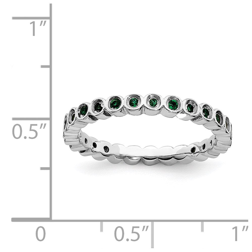 Sterling Silver Stackable Expressions Created Emerald Ring Size -5