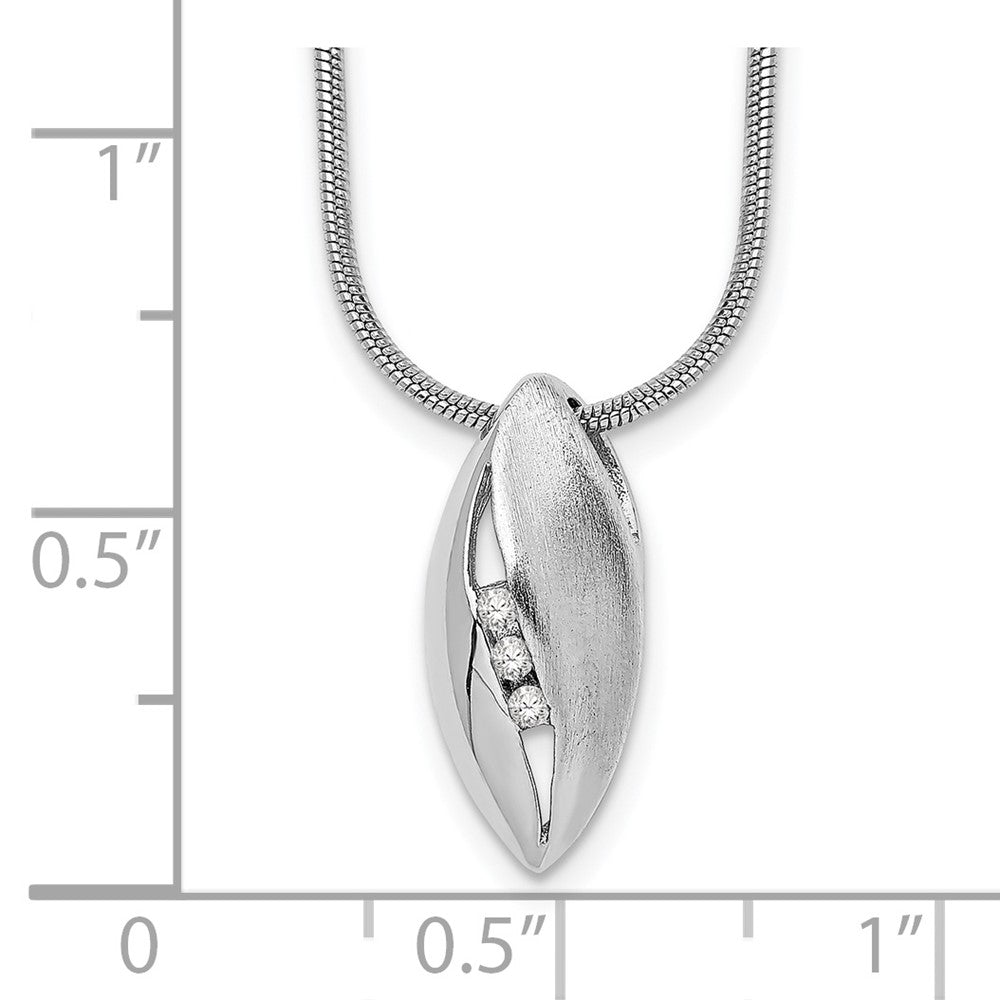 White Ice Sterling Silver Rhodium-plated Satin and Polished 18 Inch Diamond Necklace with 2 Inch Extender 18 Inches