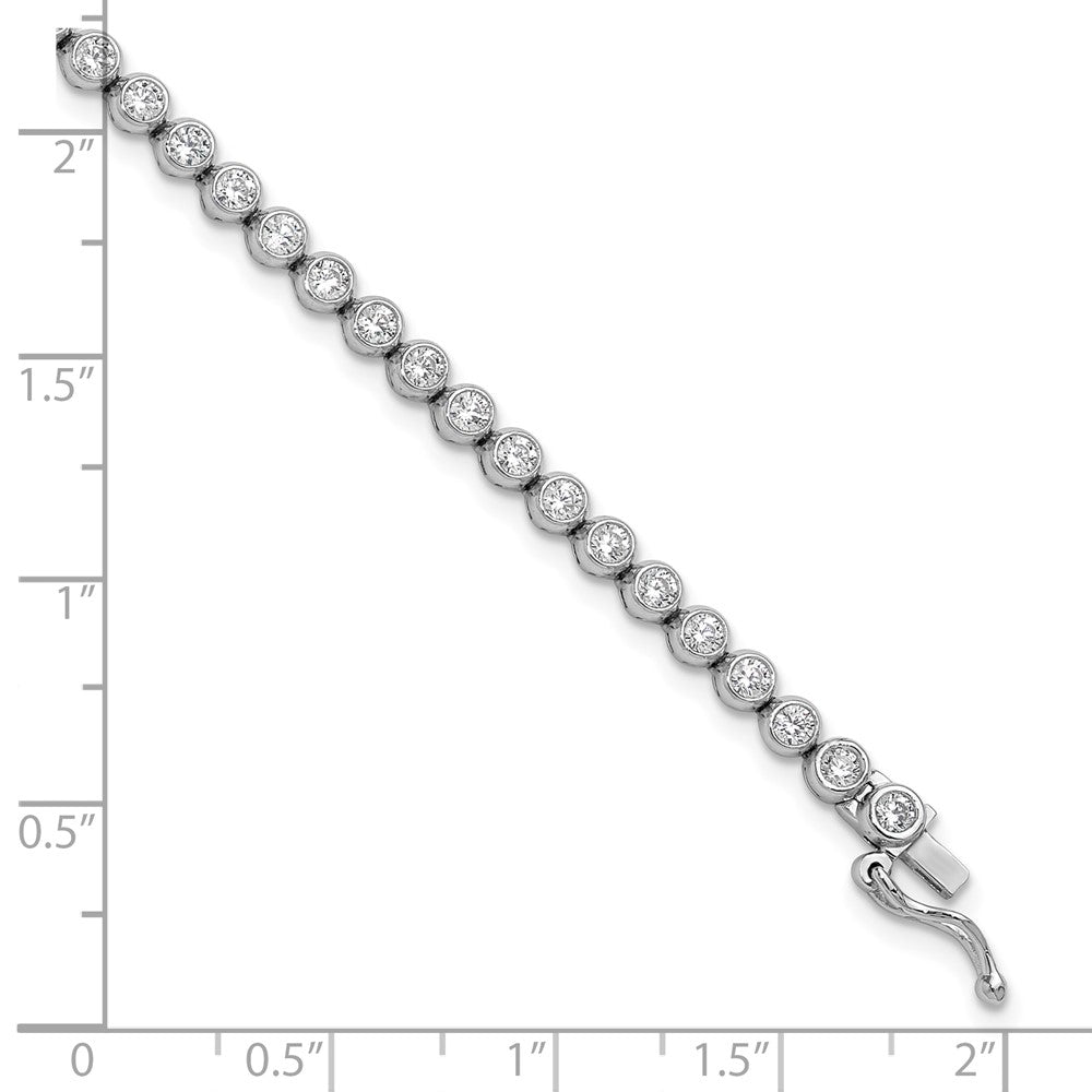 Sterling Shimmer Sterling Silver Rhodium-plated Bezel Set 2.3mm CZ 55 Stone 8 inch Bracelet 8 inches