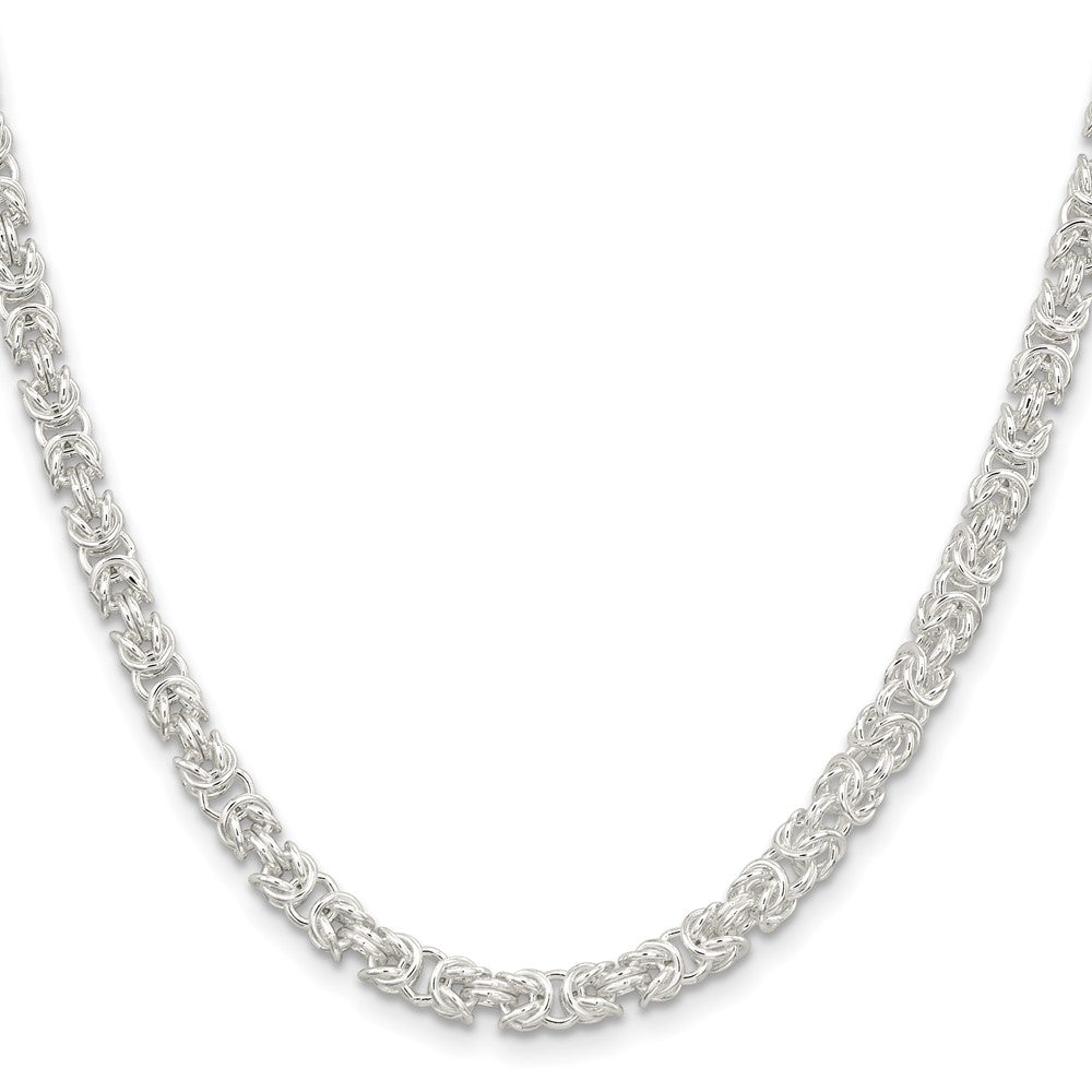 Sterling Silver 4.75mm Rounded Byzantine Chain 18 Inches