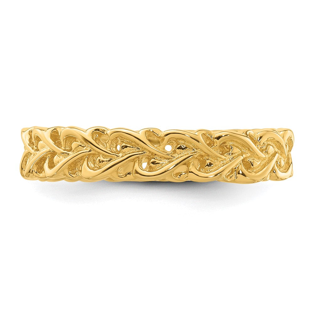 Sterling Silver Stackable Expressions Gold-plated Carved Band Size -5