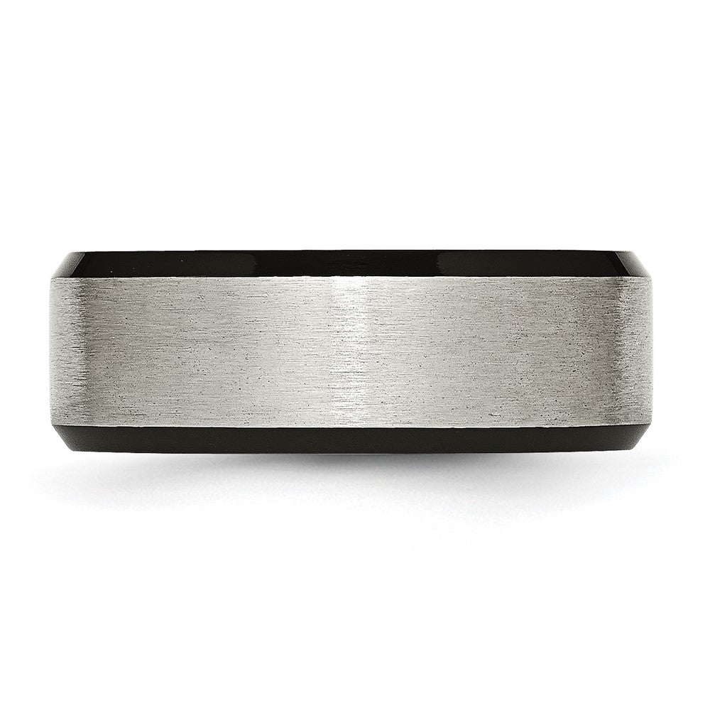 Titanium Brushed Center Black IP-plated 8mm Beveled Edge Band Size - 12.5