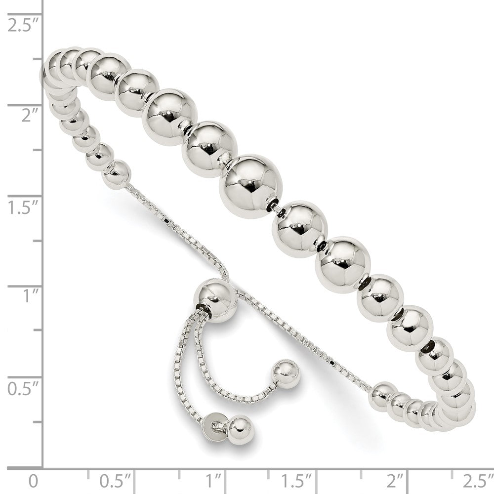 Sterling Silver Graduated Beads Adjustable Bracelet 8.5 inches