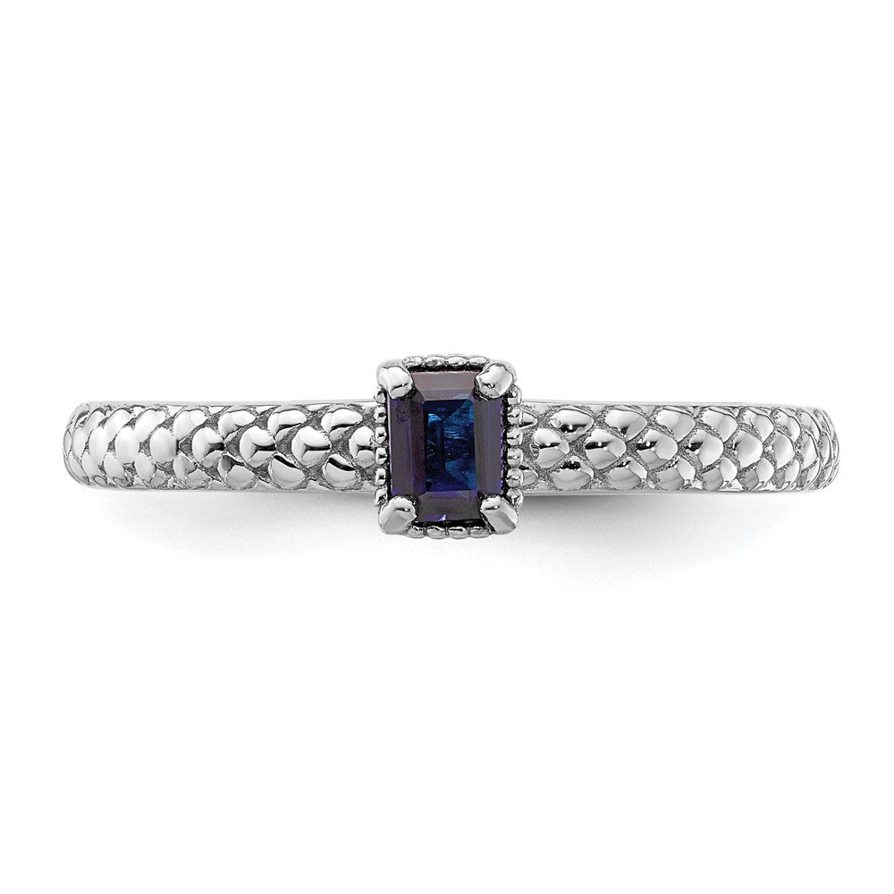 Sterling Silver Stackable Expressions Created Sapphire Single Stone Ring Size -5