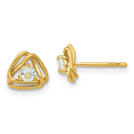 14k Aquamarine Post Earrings