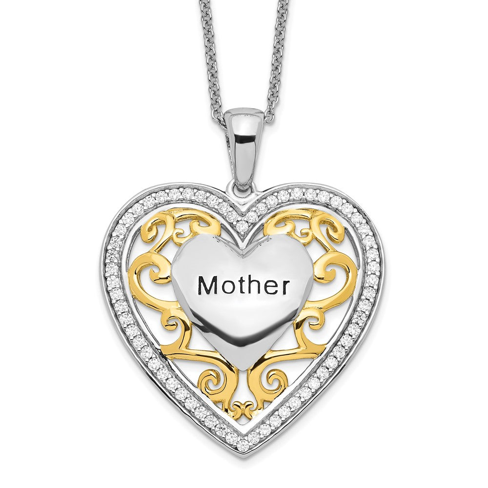 Sentimental Expressions Sterling Silver Gold-plated Mother 18 Inch Heart Necklace 18 Inches