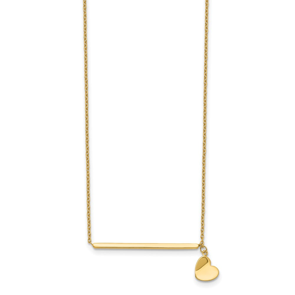 14k Polished Heart w/ 2in ext. Necklace
