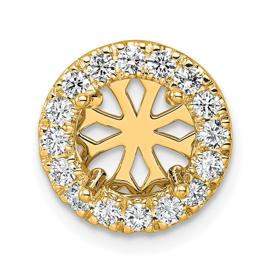 14k 1/2 carat Lab Grown Diamond VS/SI+ G+ Semi Mount 8.2mm Center Round Halo Chain Slide Pendant