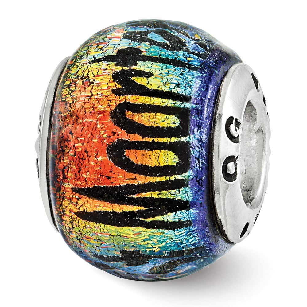 Sterling Silver Reflections St Maarten Orange Dichroic Glass Bead