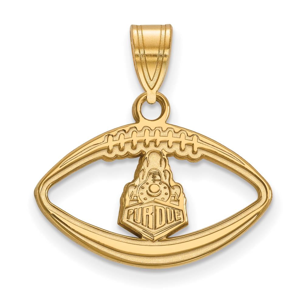 Sterling Silver Gold-plated LogoArt Purdue University Boilermakers Train Logo Football Pendant QGP053PU