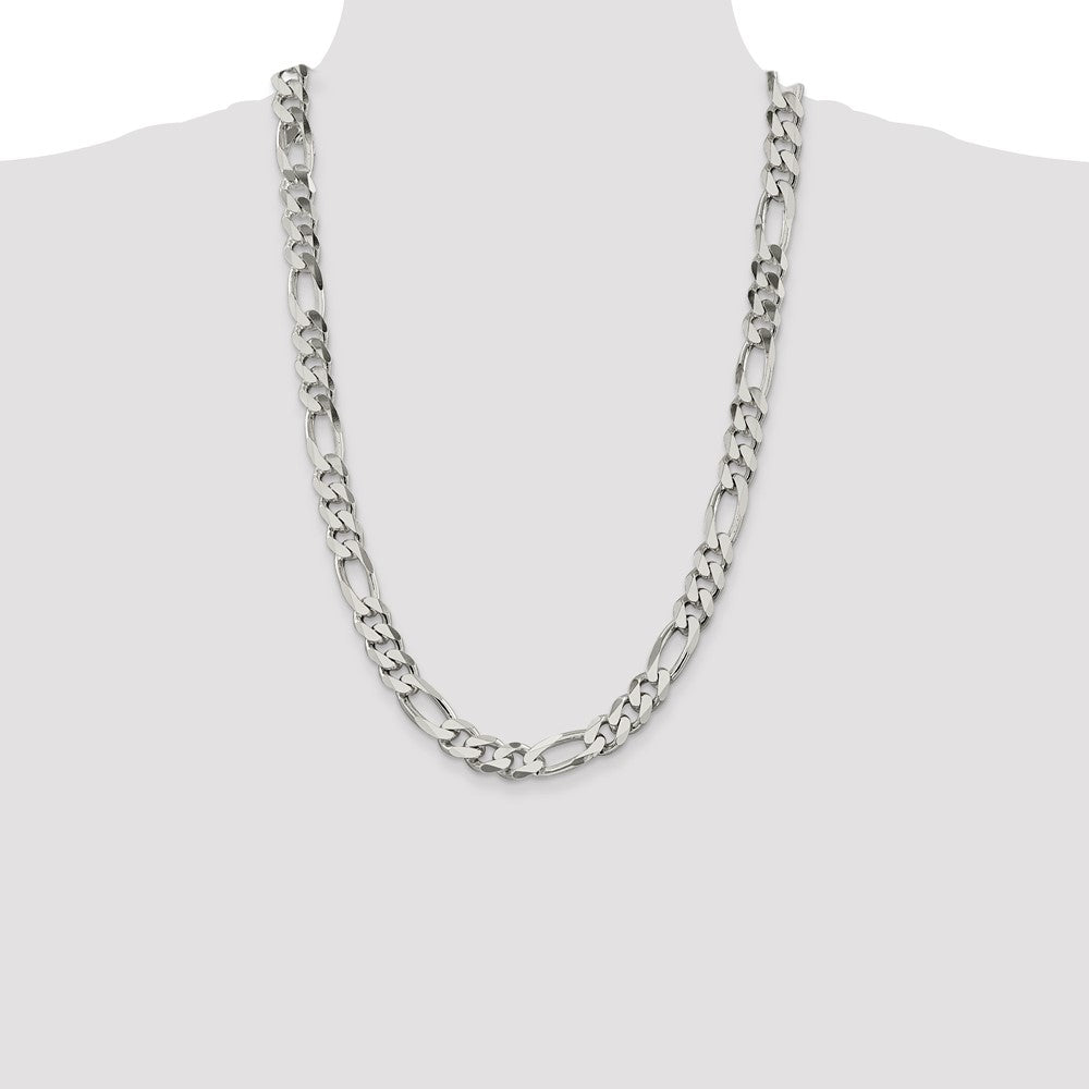 Sterling Silver 10.75mm Figaro Chain 26 Inches
