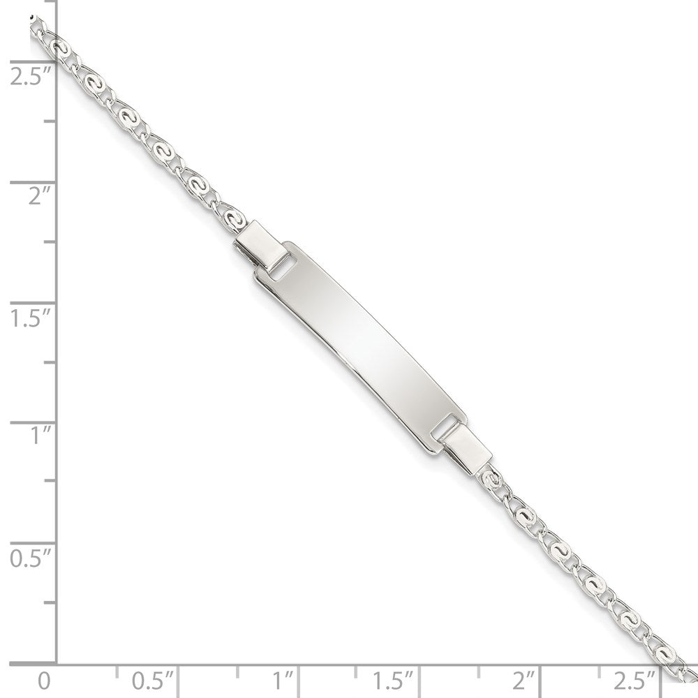 Sterling Silver Polished Engraveable Children's ID Bracelet 6 inches