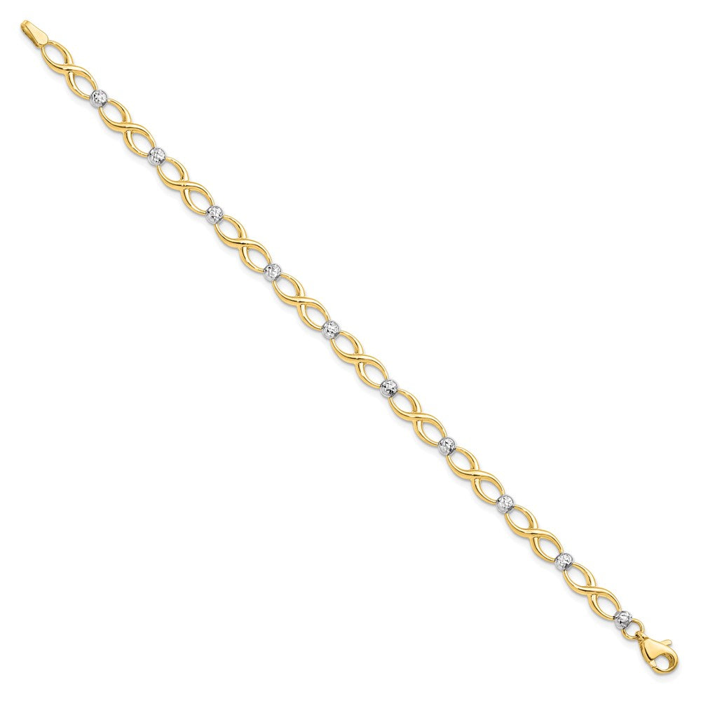 10K Two-tone D/C Bracelet 7  inches