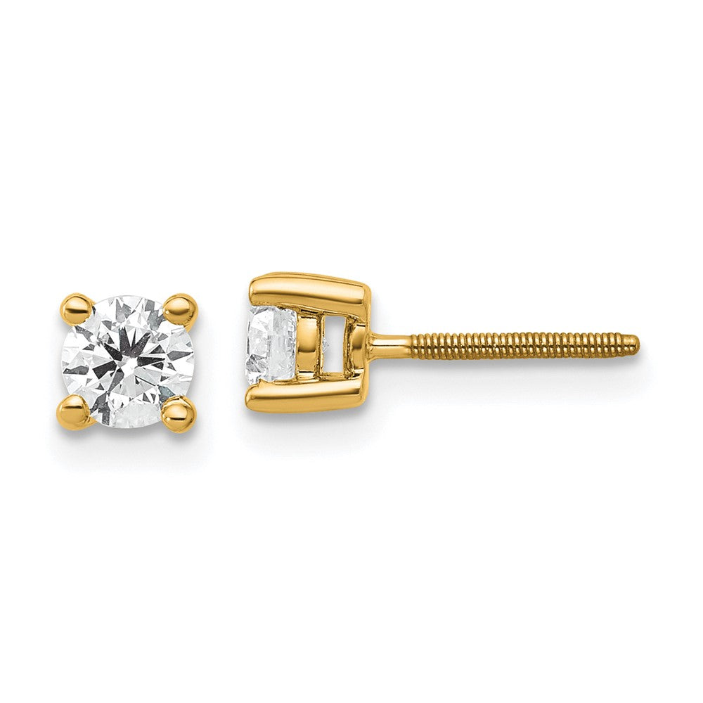 14k Yellow Gold 1/2 ctw Lab Grown Diamond VS+ F+ Round 4 Prong Heavy Wt. Screwback Stud Earrings