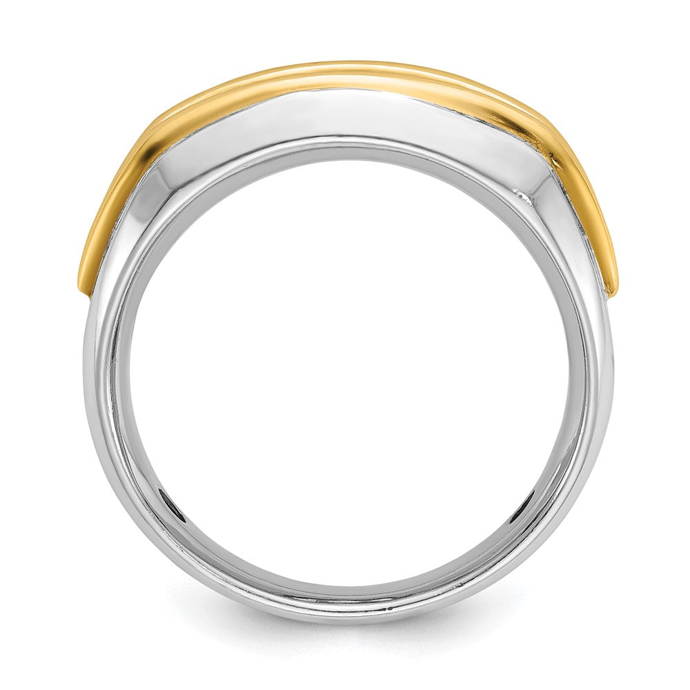 14k Two-Tone Gold 1/2 ctw Men's Polished 5-stone Diamond Ring