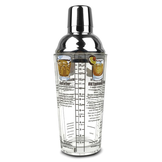 16 ounce Whiskey Recipes Printed Glass Cocktail Shaker Q-GM22650