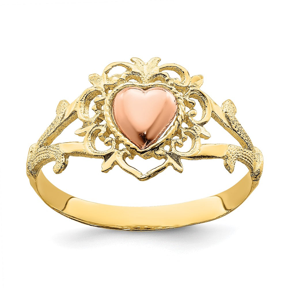 14k Two-tone Heart Ring Size 6