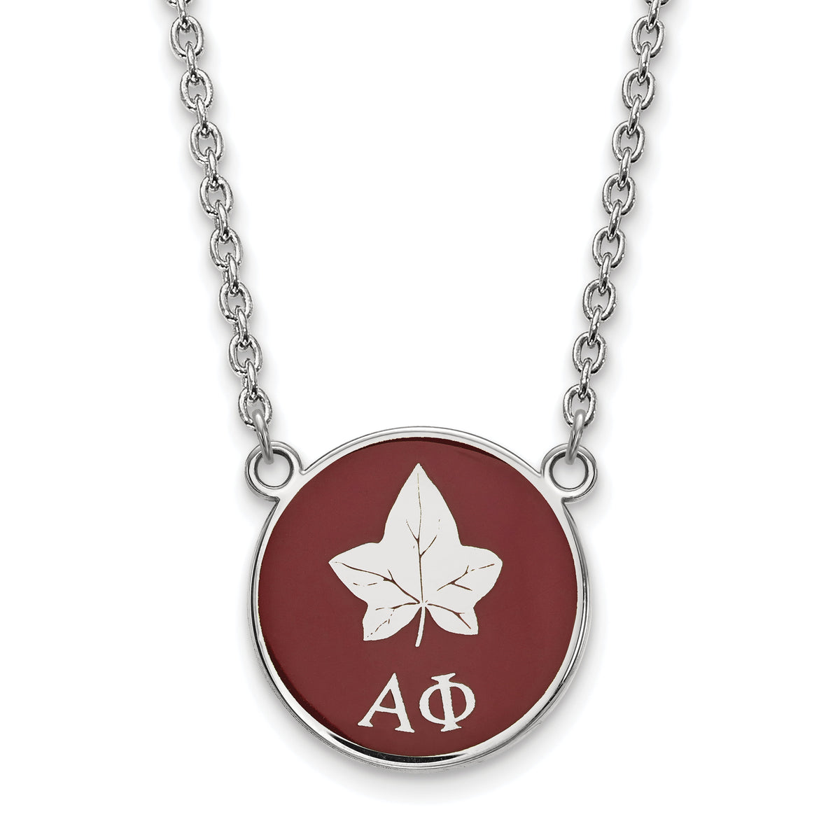 Sterling Silver 18in Official Licensed Greek Sororities Alpha Phi (??) Small Enamel Pendant w/Necklace
