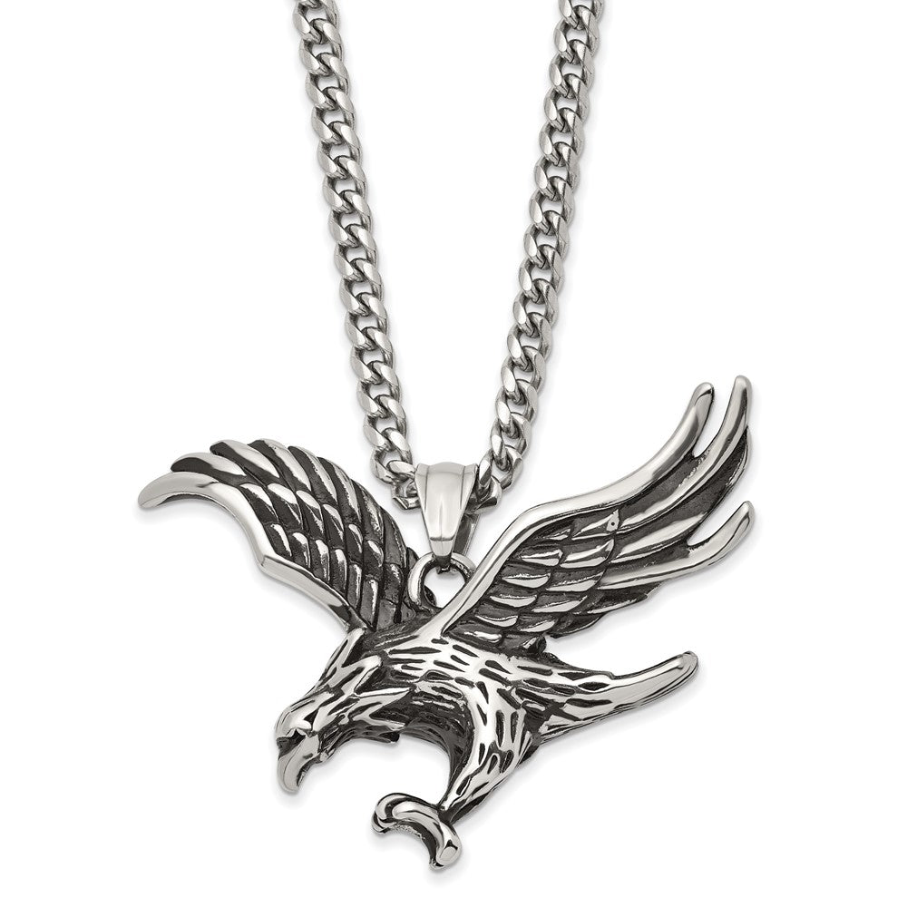 Stainless Steel Antiqued and Polished Eagle 24" N