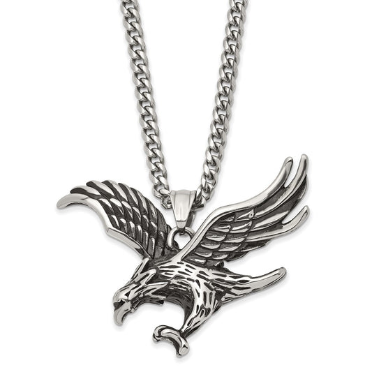 Stainless Steel Antiqued and Polished Eagle 24" N