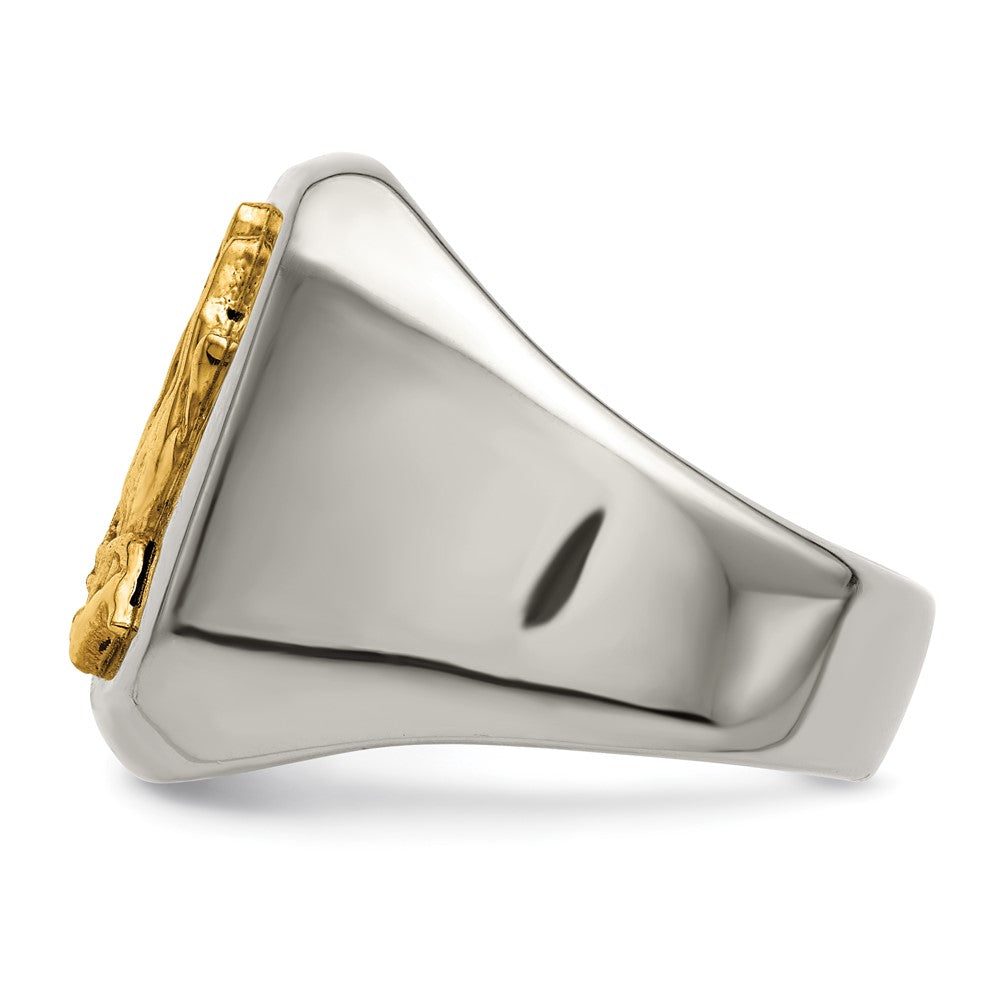 Stainless Steel w/14k Accent Polished Praying Hands Ring Size - 11