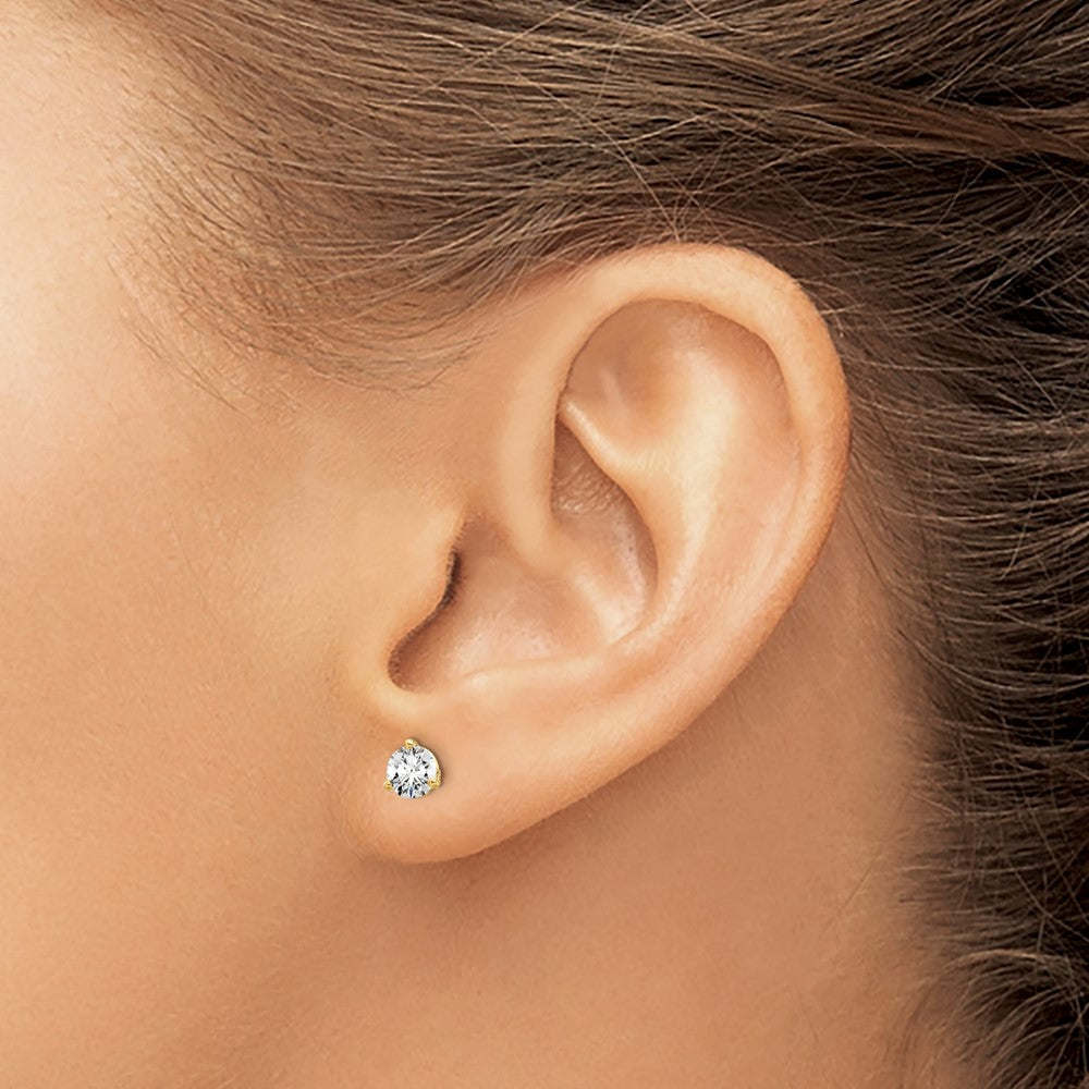 14k Yellow Gold 2/3 ctw Lab Grown Diamond VS+ F+ Round 3 Prong Heavy Wt. Stud Earrings