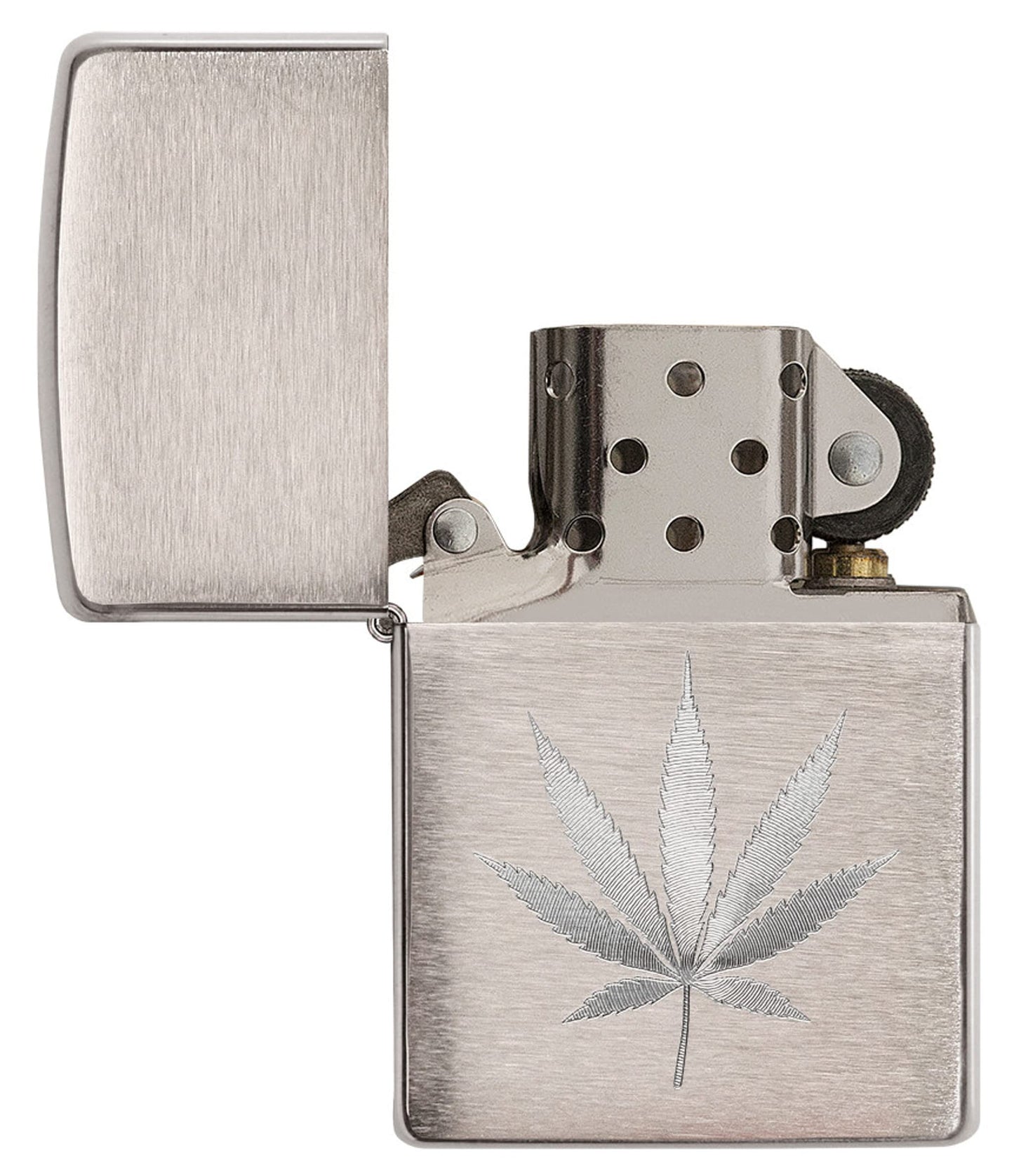 Zippo Brushed Chrome Leaf Pocket Lighter