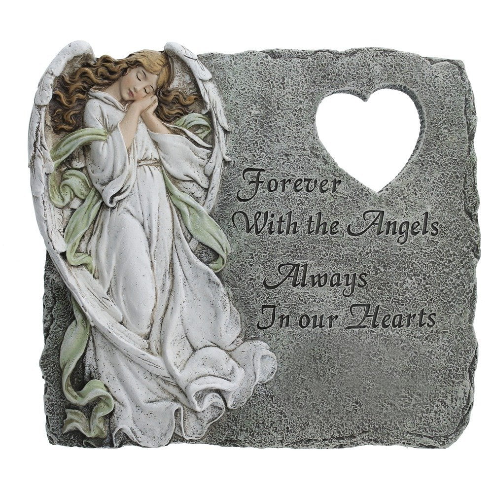 Angel Memorial Heart Cutout Stepping Stone, 10 1/4 Inch
