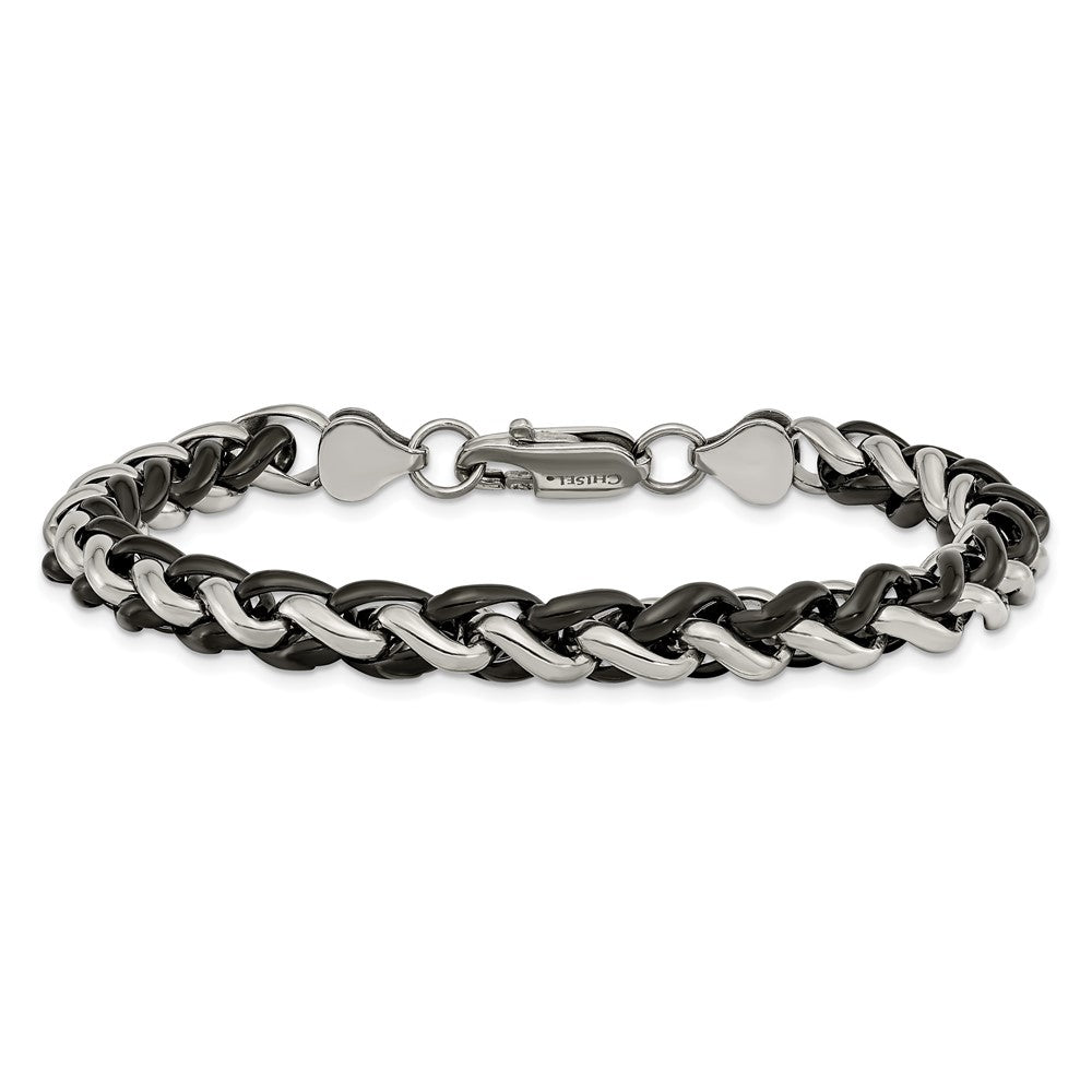 Stainless Steel Polished Black IP-plated 8.25in Bracelet 8.25 inches