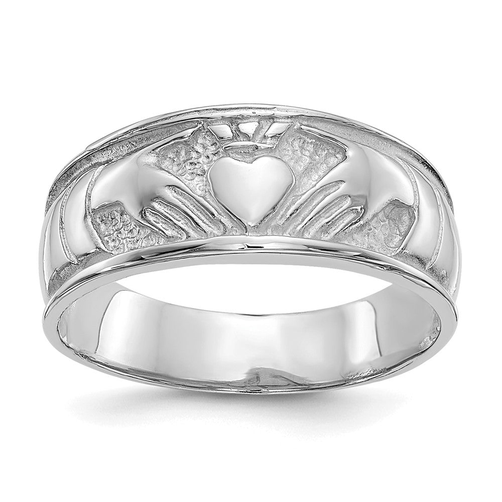 14k White Gold Ladies Claddagh Band Size 6