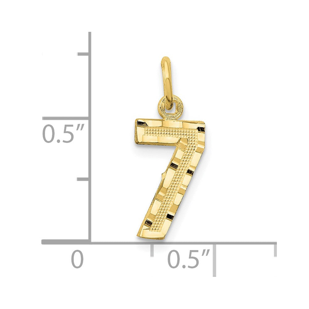 10ky Casted Small Diamond-cut Number 7 Charm