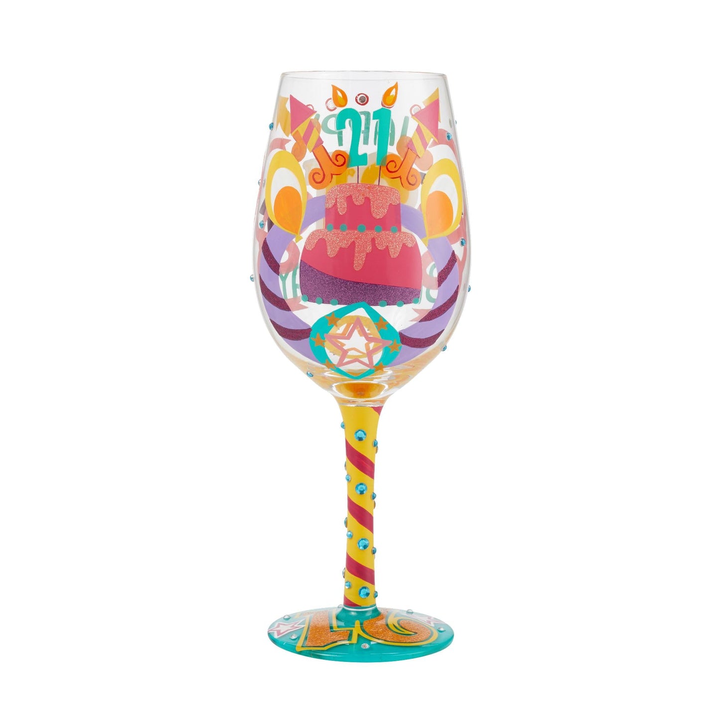 Lolita Happy 21st Birthday Wine Glass 9.1in H
