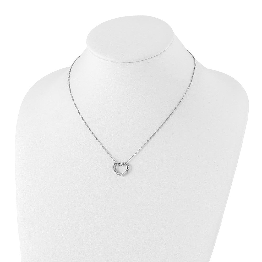 White Ice Sterling Silver Rhodium-plated 18 Inch Diamond Open Heart Necklace with 2 Inch Extender 18 Inches
