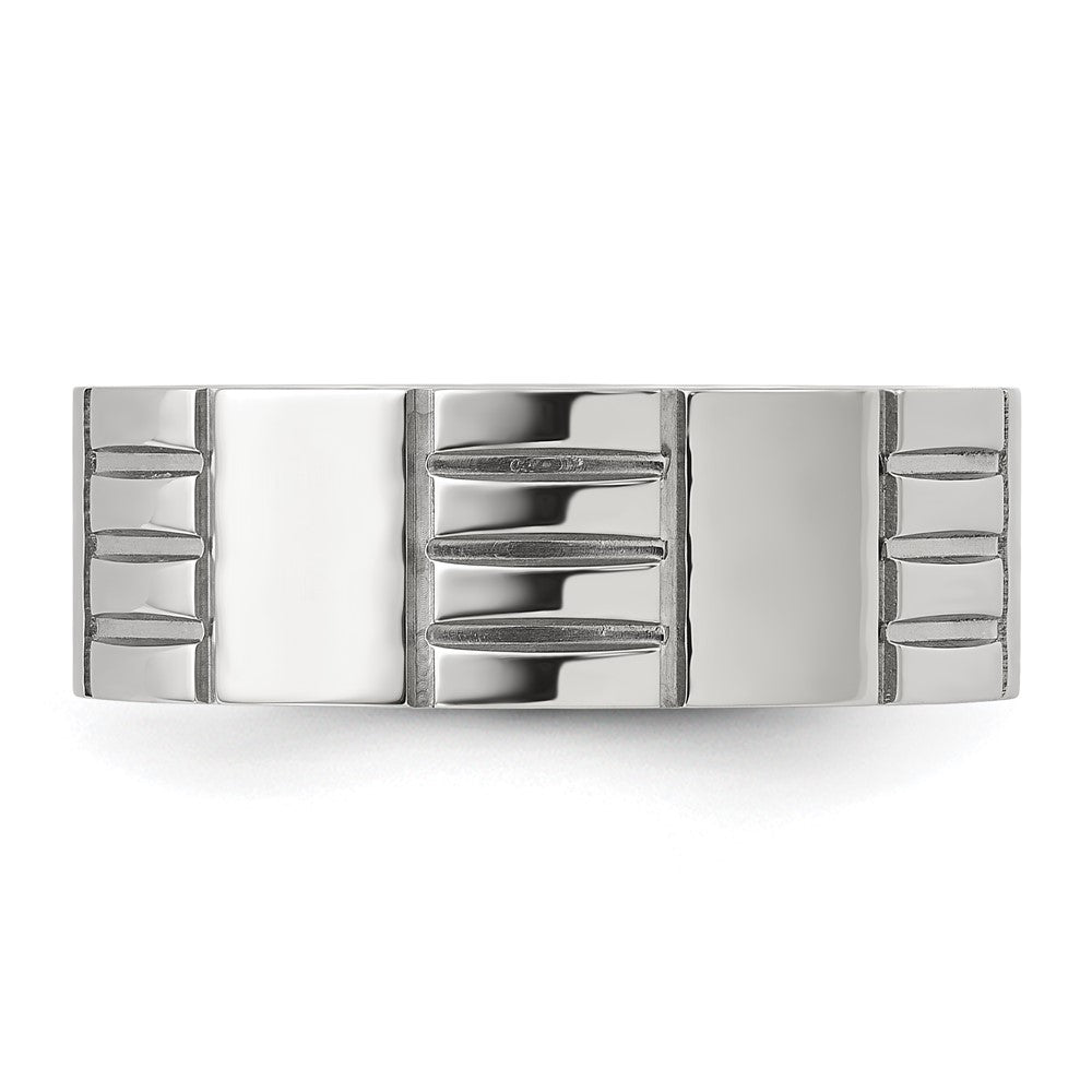 Chisel Stainless Steel Polished and Grooved 8mm Band