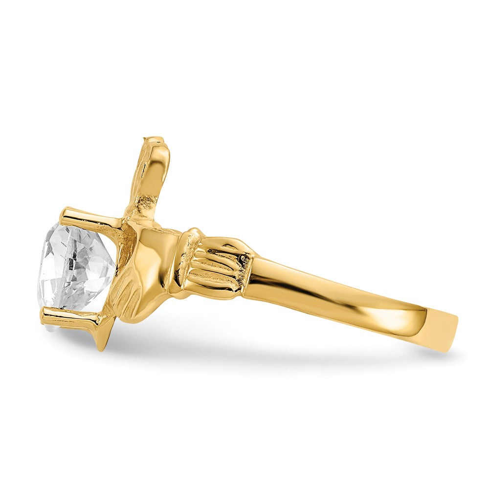 10k April Birthstone Claddagh Ring