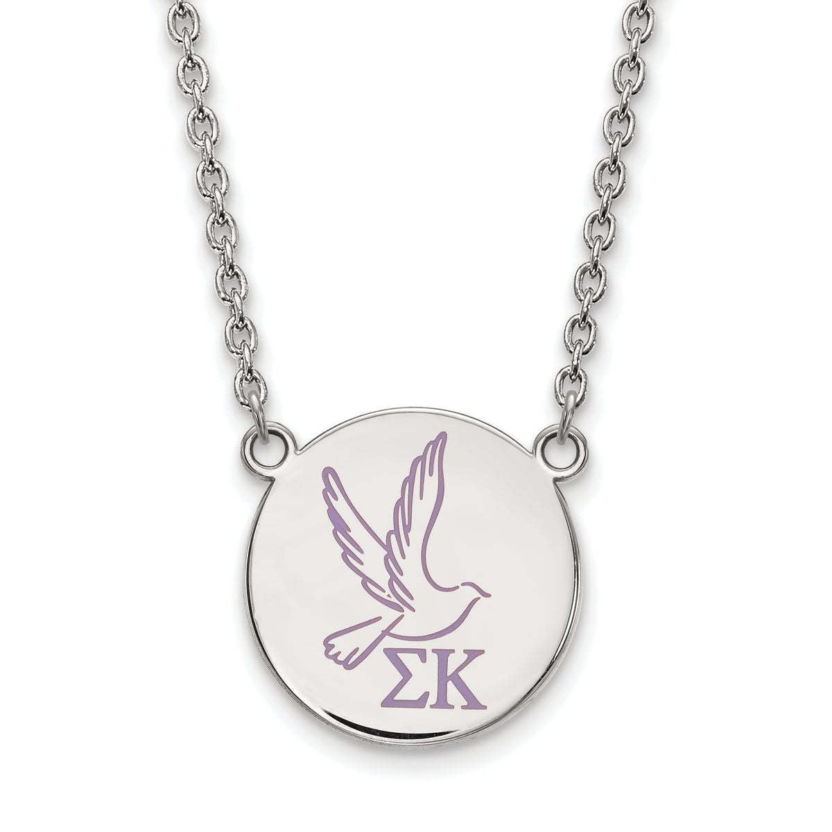 Sterling Silver 18in Official Licensed Greek Sororities Sigma Kappa (??) Small Enamel Pendant w/Necklace