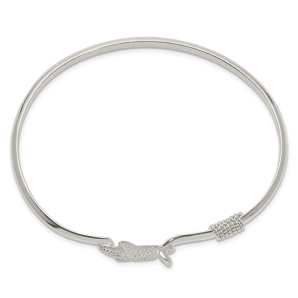 Sterling Silver Polished and Textured Starfish Bangle 7 inches