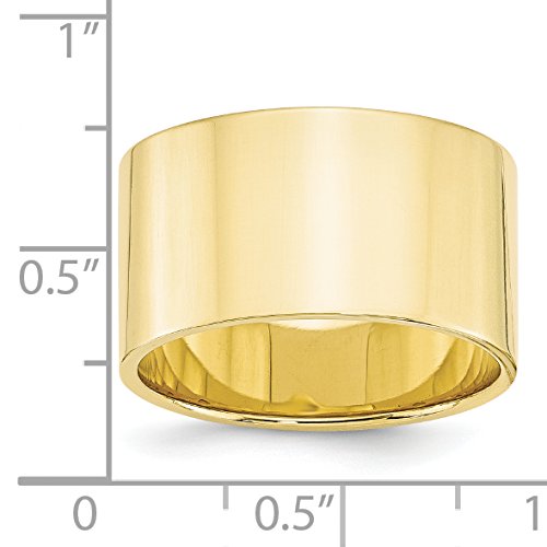 10k Yellow Gold 12mm Lightweight Flat Wedding Band Size 6