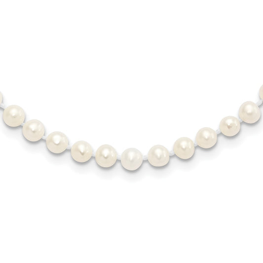 Sterling Silver Rhodium-plated 4-5mm White Near-Round Freshwater Cultured Pearl 28 inch Necklace 28 Inches