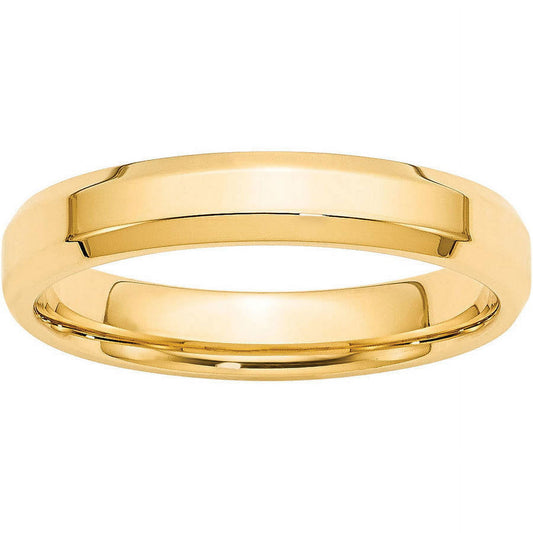 Primal Gold 14 Karat Yellow Gold 4mm Beveled Edge Comfort Fit Band Size 9