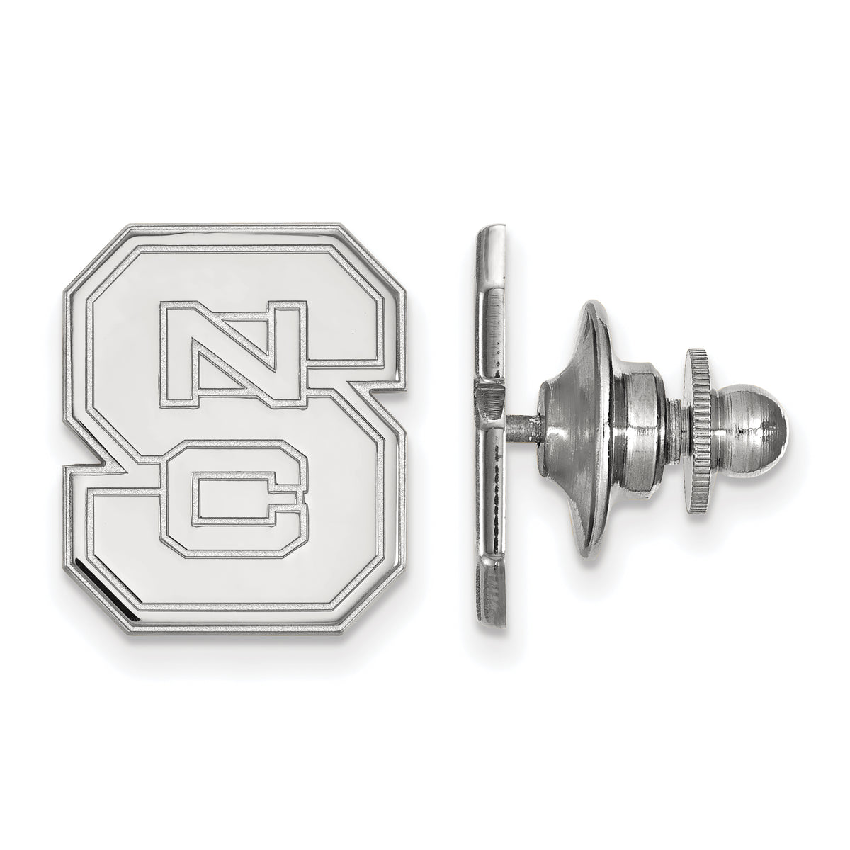 LogoArt Sterling Silver Rhodium-plated North Carolina State University Lapel Pin