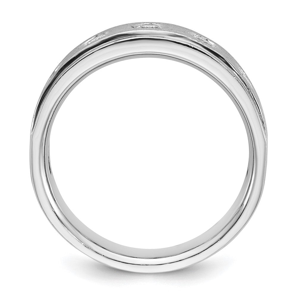14k White Gold IBGoodman Men's Polished and Satin 1/2 carat Diamond Complete Ring