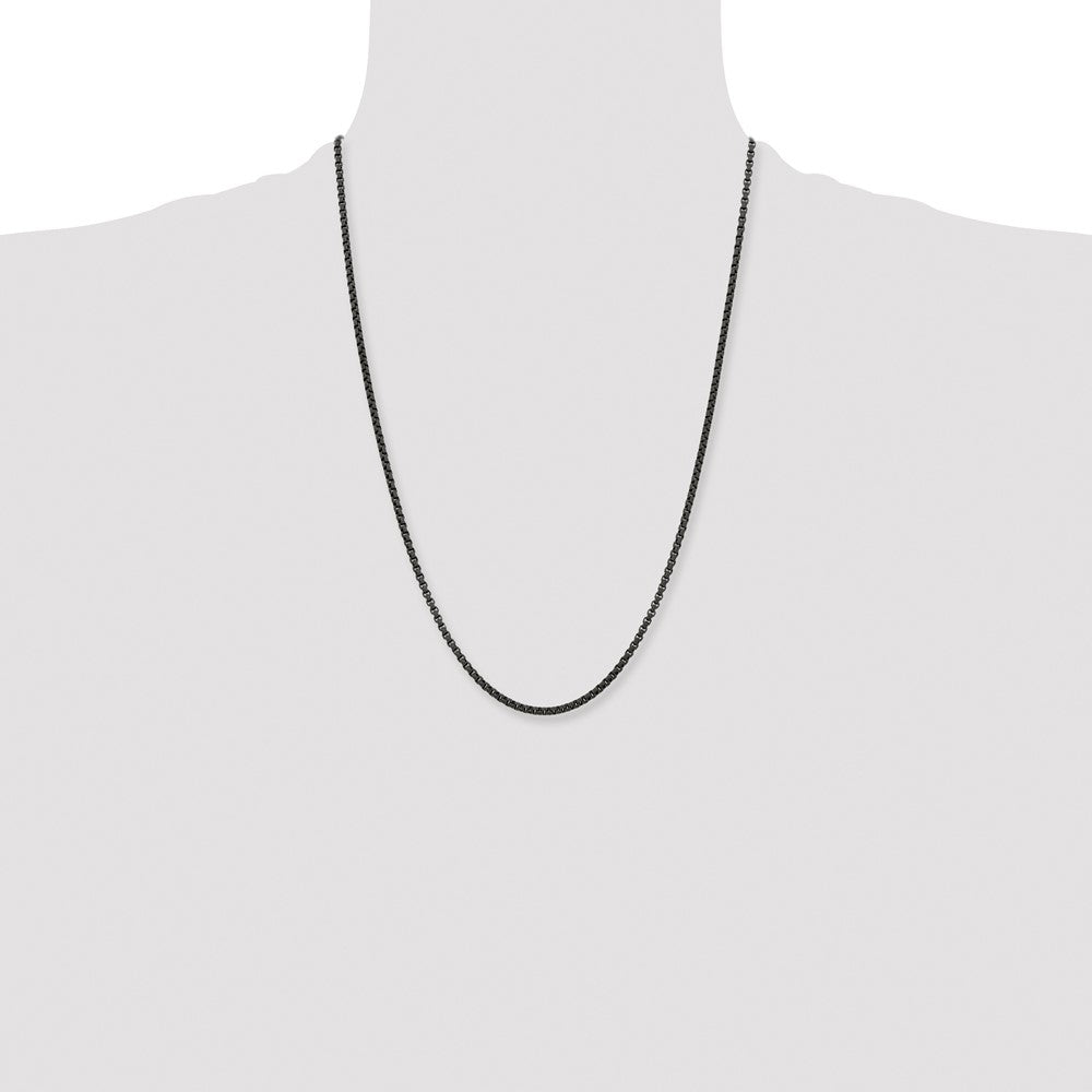 Stainless Steel Polished Black IP-plated 24in Box Chain