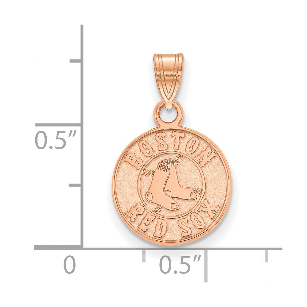 Sterling Silver Rose Gold-plated MLB LogoArt Boston Red Sox Small Pendant