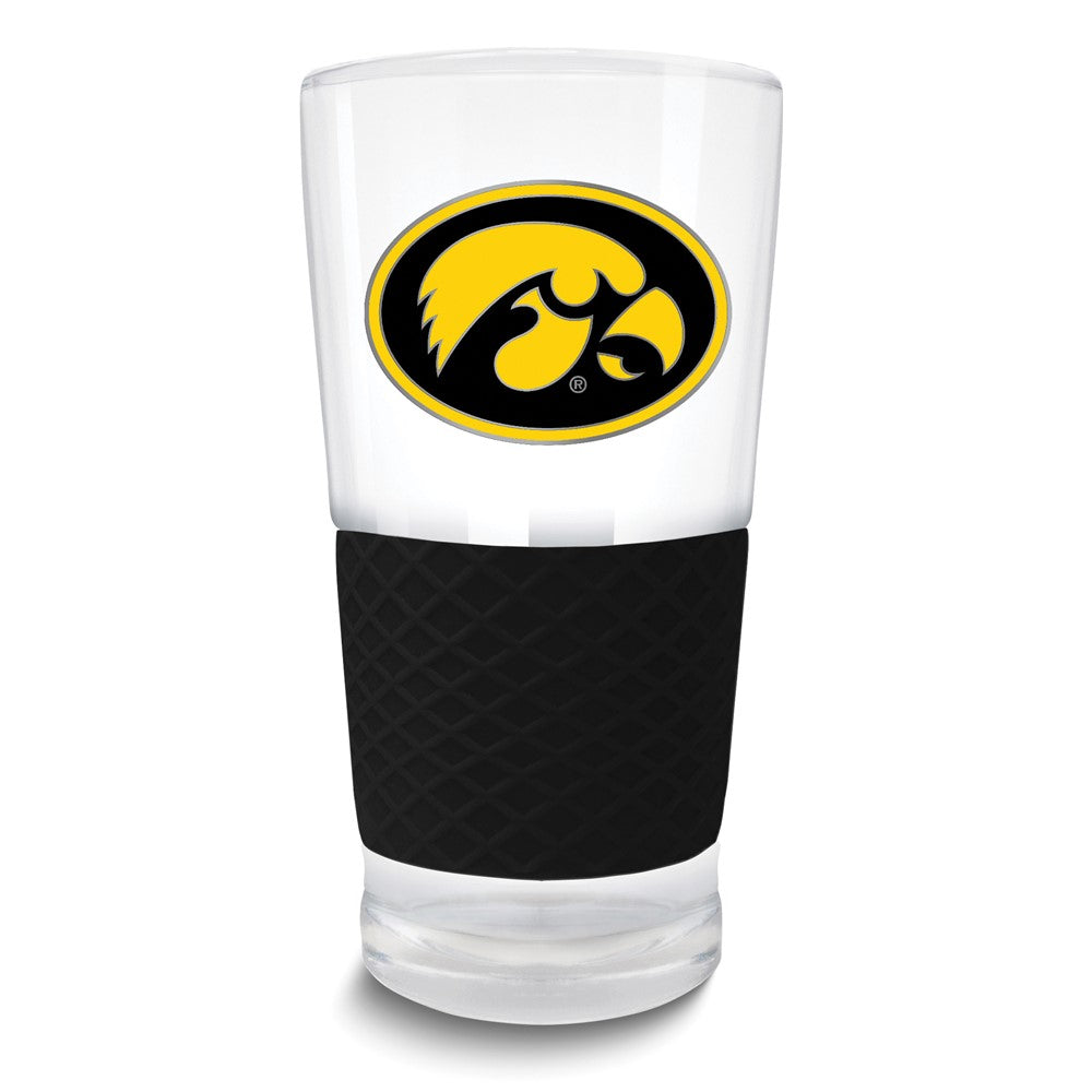 Collegiate University of Iowa Score 22 oz. Pint Glass with Silicone Grip