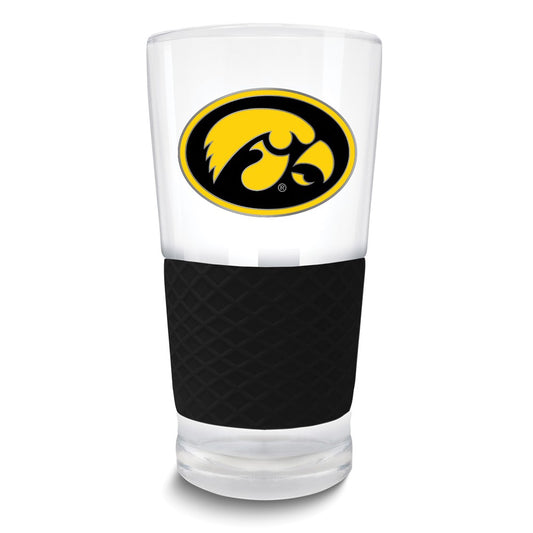 Collegiate University of Iowa Score 22 oz. Pint Glass with Silicone Grip