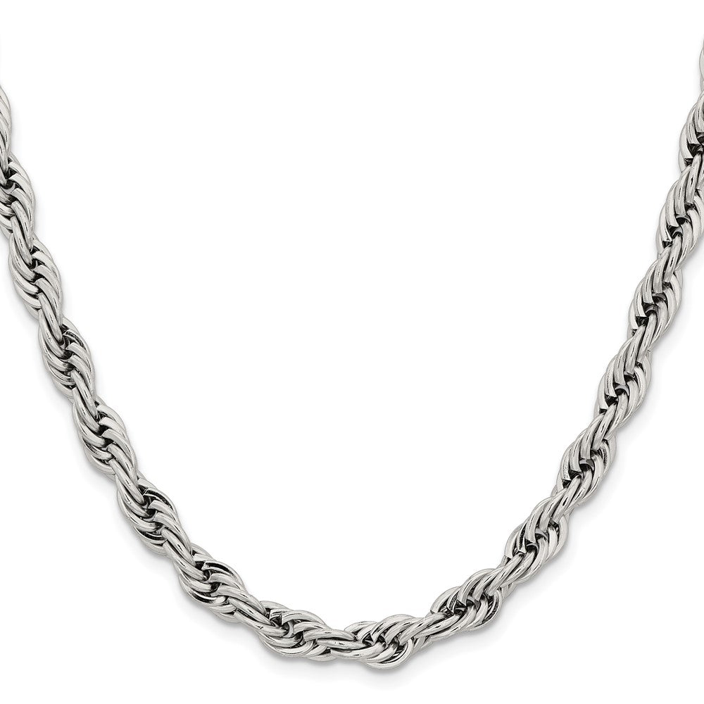 Stainless Steel Polished 7mm 22in Rope Chain