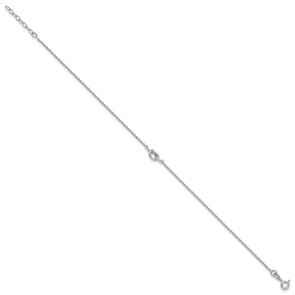 Sterling Silver Rhodium-plated Polished Knot 9 Inch with 1 Inch Extension Anklet